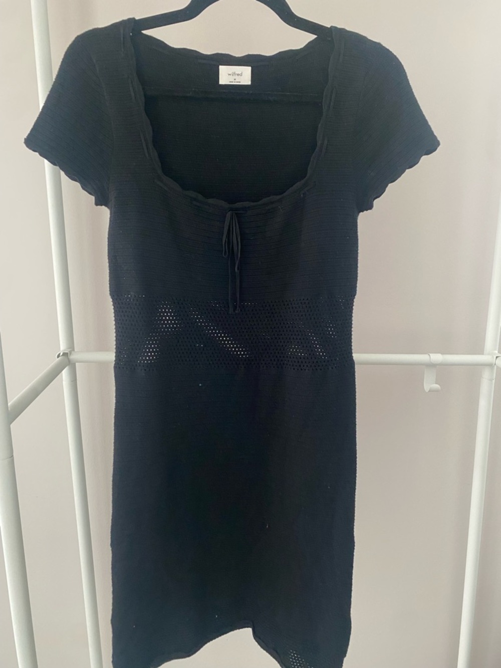 Wilfred Black Knit Scoop-Neck Mini Dress